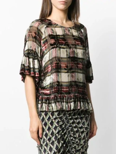 PREEN BY THORNTON BREGAZZI VIVIENNE TARTAN BLOUSE - 黑色