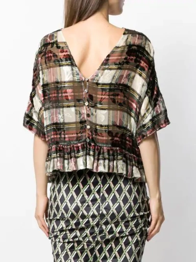 PREEN BY THORNTON BREGAZZI VIVIENNE TARTAN BLOUSE - 黑色