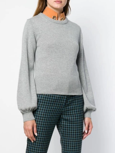 Shop Chloé Puff-sleeve Sweater In Grey