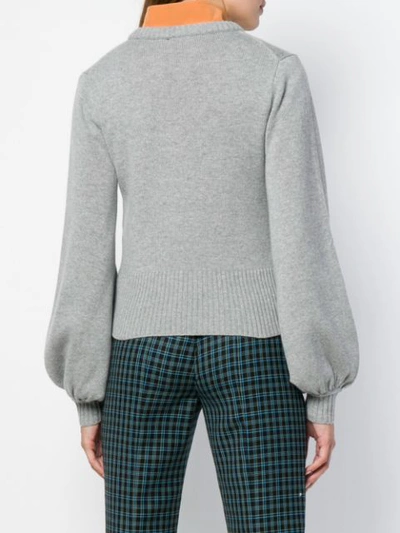Shop Chloé Puff-sleeve Sweater In Grey
