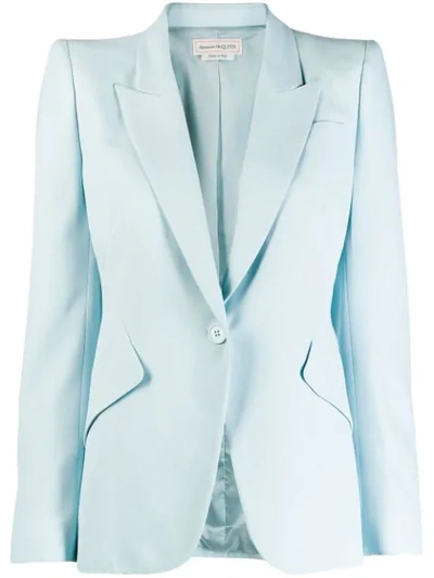 Shop Alexander Mcqueen Single Button Blazer In Blue