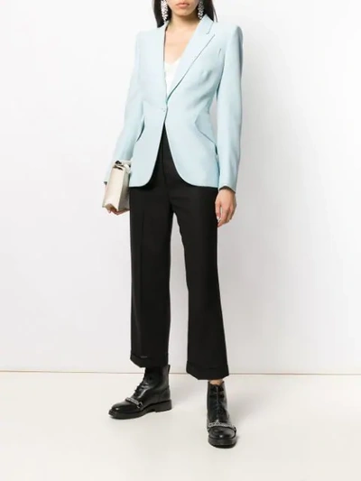 Shop Alexander Mcqueen Single Button Blazer In Blue