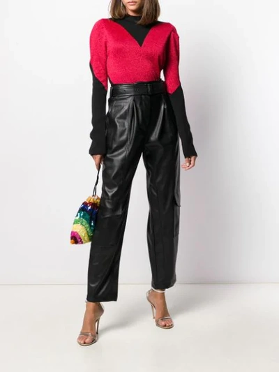 Shop Gcds Colour-block Fitted Top In Red