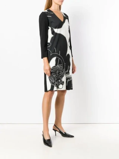 Shop Cavalli Class Cow Print Dress - Black