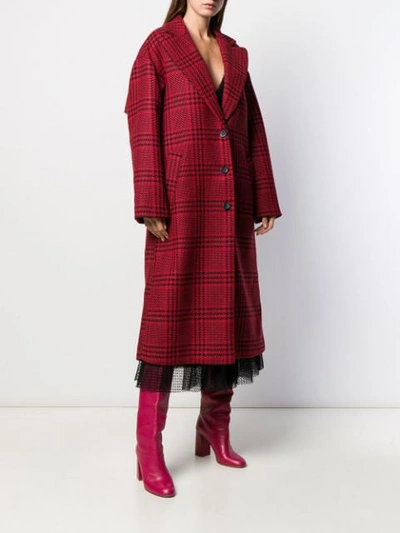 Shop Red Valentino Houndstooth Oversized Coat In Red