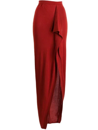 Shop Rick Owens Draped Front Skirt In Red