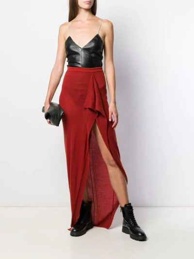 Shop Rick Owens Draped Front Skirt In Red