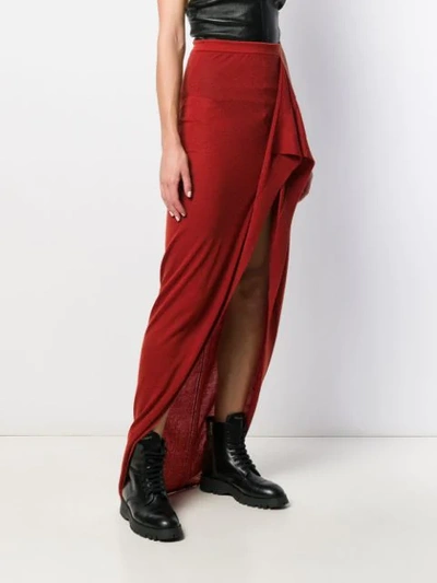 Shop Rick Owens Draped Front Skirt In Red