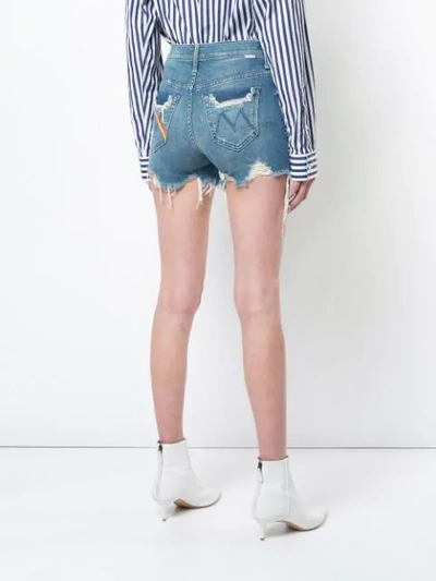 Shop Mother Distressed Denim Shorts In Blue