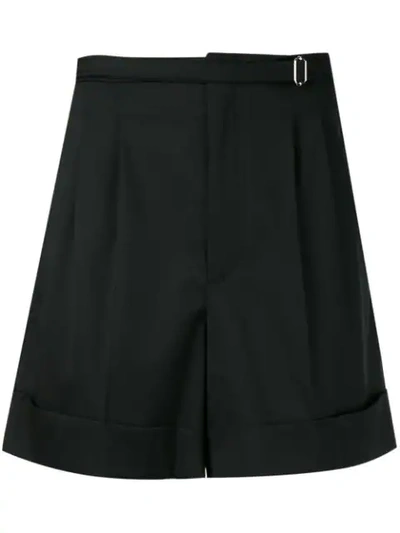 Shop Helmut Lang Pleated Shorts - Black