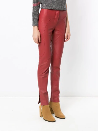 Shop Lilly Sarti Leather Skinny Trousers - Red