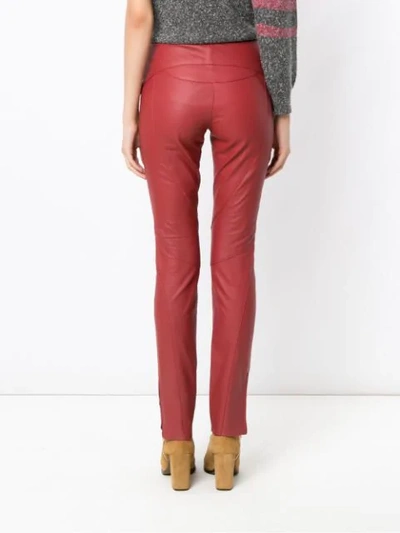 Shop Lilly Sarti Leather Skinny Trousers - Red