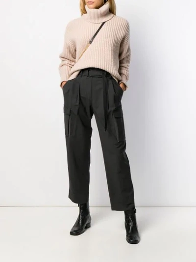 Shop Brunello Cucinelli High Waisted Belted Trousers In Antracite