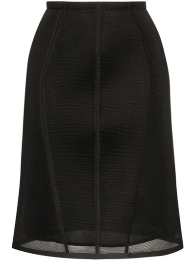 Shop Fendi Mesh Pencil Skirt In Black