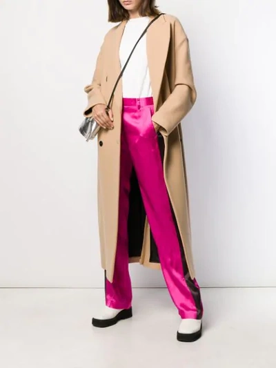 Shop Msgm Double-breasted Virgin Wool Trench Coat In Neutrals
