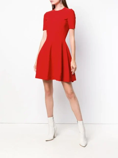 Shop Alexander Mcqueen Textured Skater Dress In Red