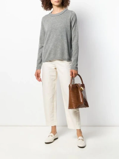 ALLUDE ROUND NECK SWEATER - 灰色