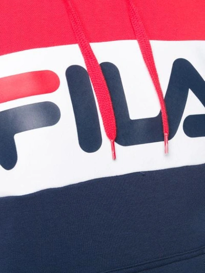 Shop Fila Logo Colour-block Hoodie In Blue