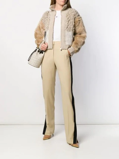 Shop Stella Mccartney Side Stripe Tailored Trousers In Neutrals