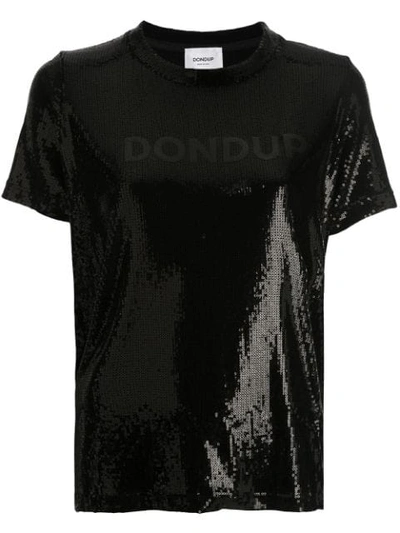 Shop Dondup Logo Sequin T-shirt In Black