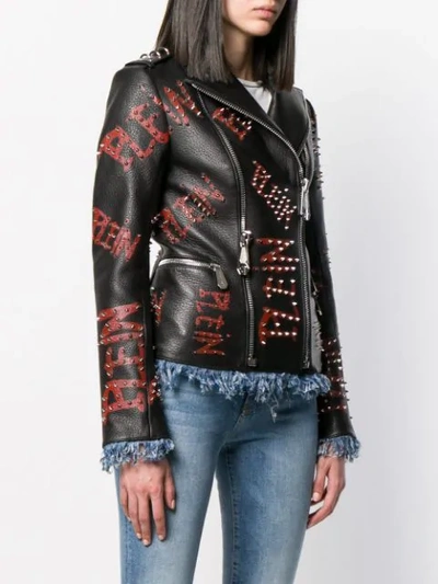 Shop Philipp Plein Statement Leather Jacket In Black