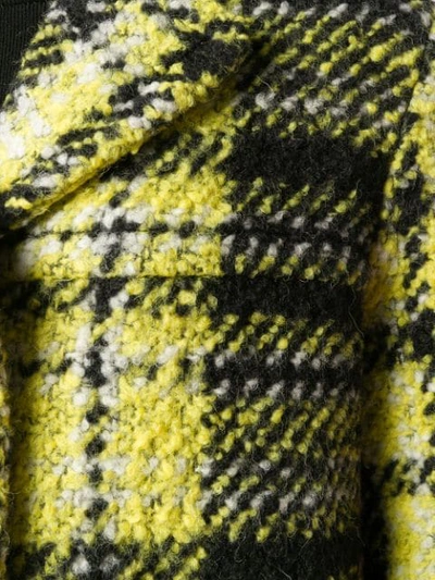 Shop Marni Plaid Fringe Coat In Yellow
