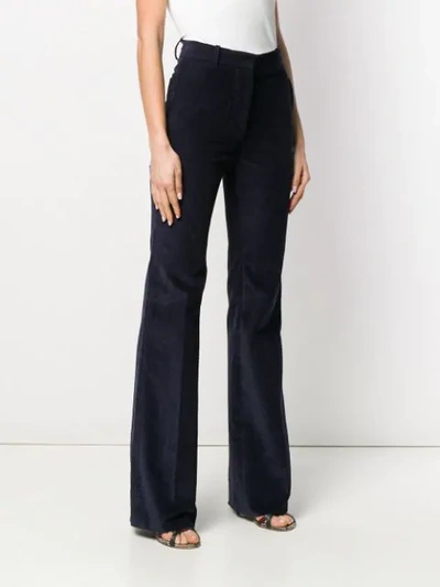 Shop Victoria Beckham High Waisted Flare Trousers In Blue