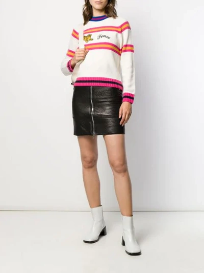 Shop Kenzo Stripe Embroidered Tiger Jumper In White