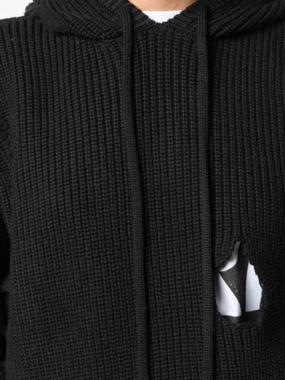 Shop Jeremy Scott Destroyed Hooded Jumper In Black