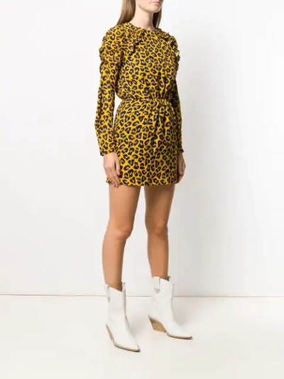 Shop Msgm Animal Print Mini Dress In Yellow