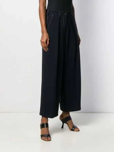 Shop Alberto Biani Wide Leg Trousers In Blue