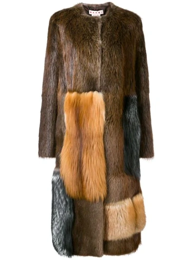 Shop Marni Mesh Fur Coat In Brown