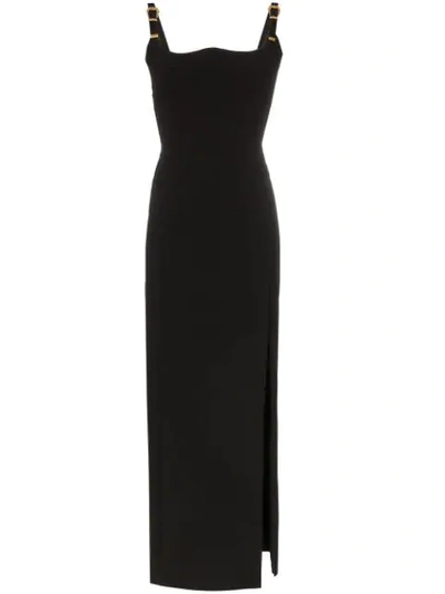 Shop Versace Sleeveless Low Back Silk Dress In Black