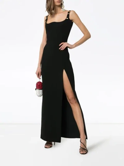 Shop Versace Sleeveless Low Back Silk Dress In Black