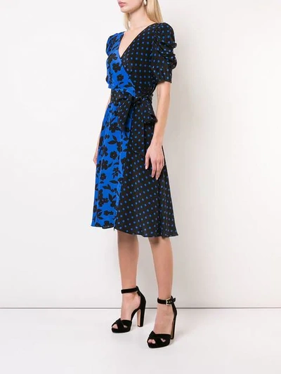 Shop Alice And Olivia Siona Puff Sleeve Midi Dress In Blue