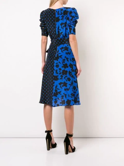 Shop Alice And Olivia Siona Puff Sleeve Midi Dress In Blue