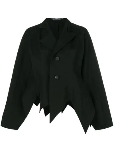 Shop Yohji Yamamoto Pointed Hem Oversized Jacket - Black