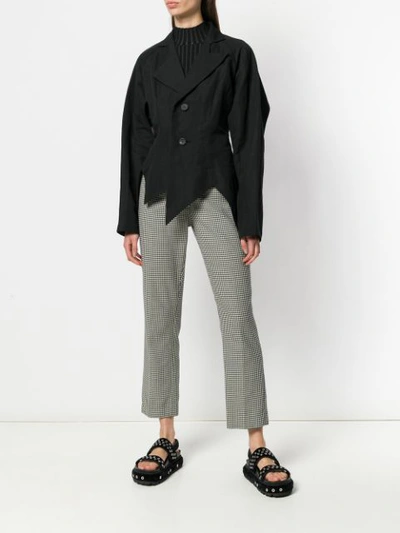 Shop Yohji Yamamoto Pointed Hem Oversized Jacket - Black