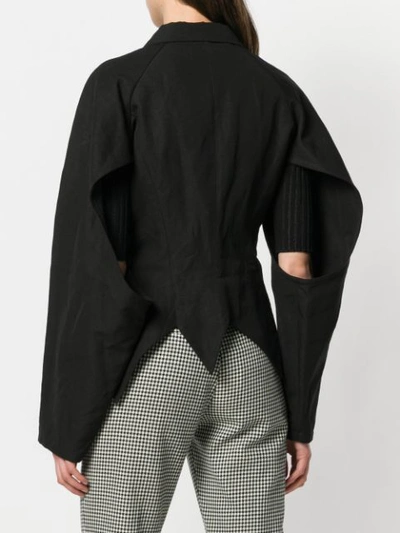 Shop Yohji Yamamoto Pointed Hem Oversized Jacket - Black