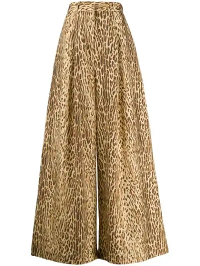Shop Zimmermann Animal Print Palazzo Trousers In Neutrals