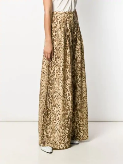 ZIMMERMANN ANIMAL PRINT PALAZZO TROUSERS - 大地色