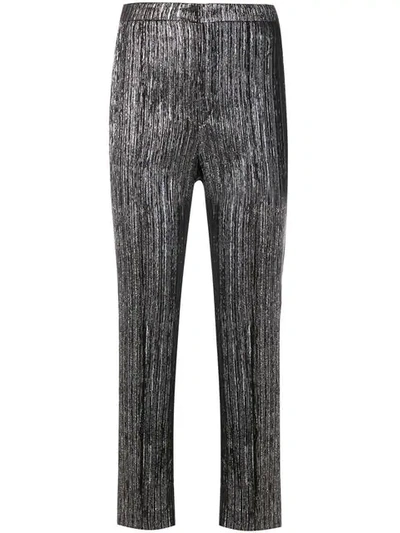 Shop Isabel Marant Metallic Textured Trousers In Black