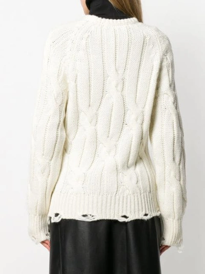 Shop Tela Distressed Cable-knit Jumper In White