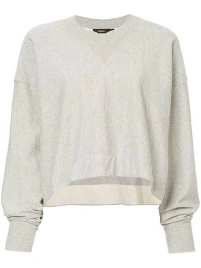 Shop Bassike Raw Hem Cropped Sweatshirt In Grey