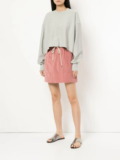 Shop Bassike Raw Hem Cropped Sweatshirt In Grey