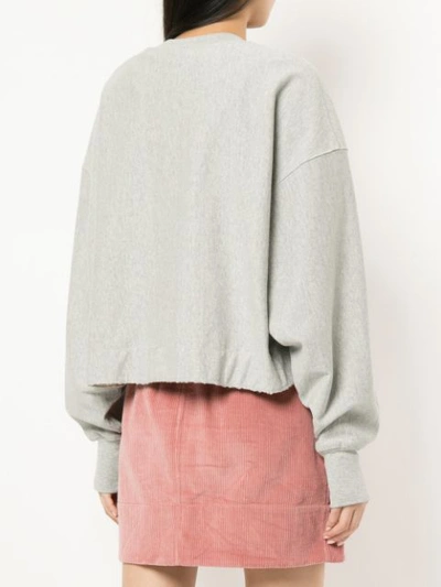 Shop Bassike Raw Hem Cropped Sweatshirt In Grey