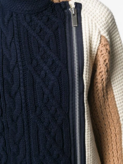 Shop Sacai Multi-panel Cable-knit Sweater In Blue