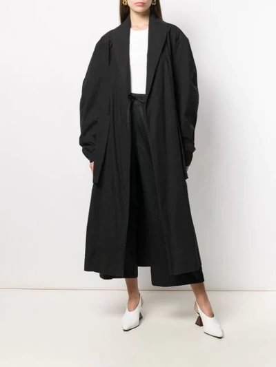 Shop Lemaire Oversized Wrap-style Coat In Black