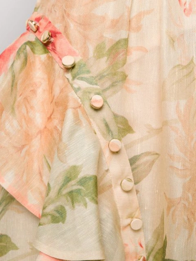 Shop Zimmermann Asymmetric Floral Skirt In Neutrals