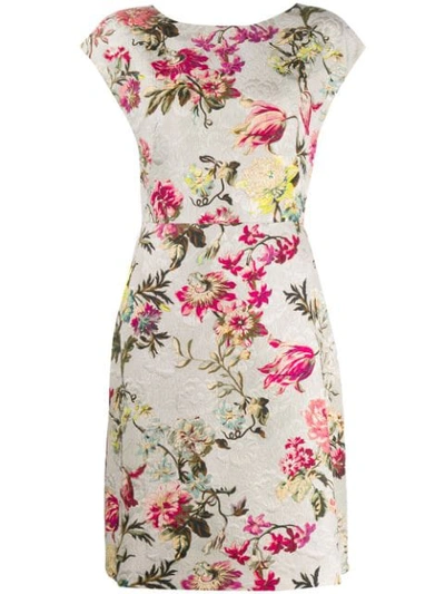 Shop Etro Floral Print Dress In Neutrals